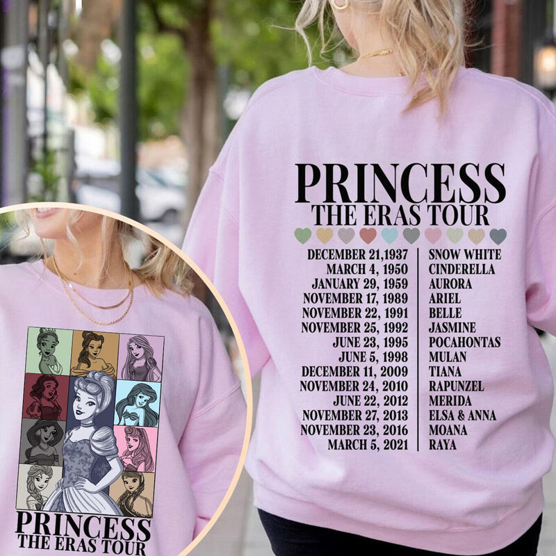 Personalized Sweatshirt Princess The Eras Tour with Poster and Timeline Design Gift for Her