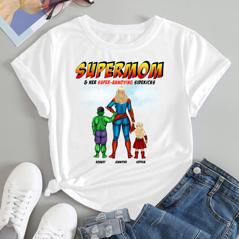 Personalisiertes T-Shirt Supermom und ihre super lästigen Sidekicks Kreatives Geschenk zum Muttertag