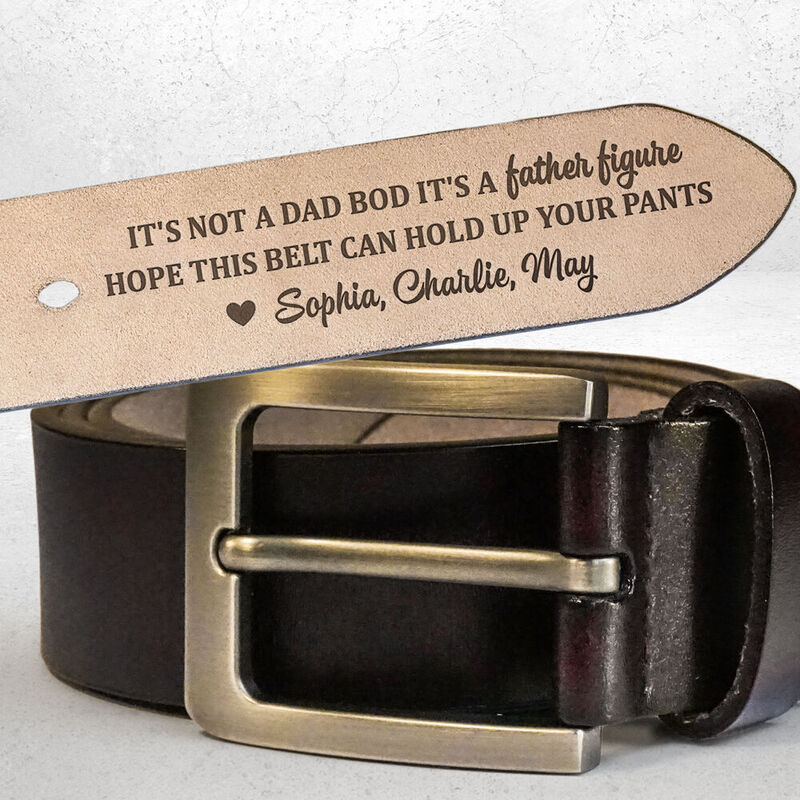 Ceinture en cuir personnalisée avec nom gravé pour papa
