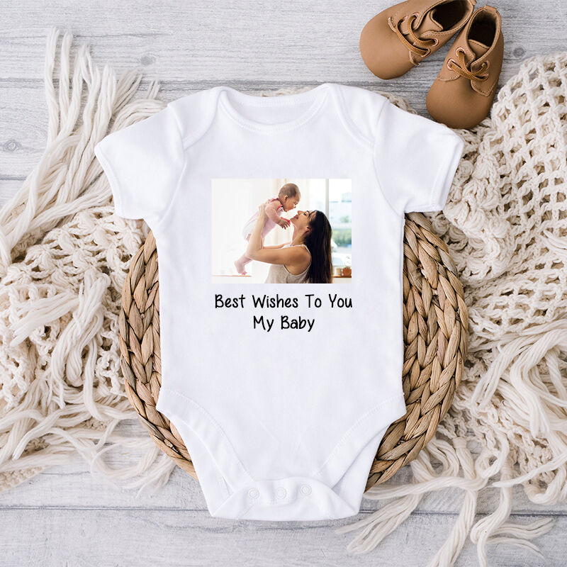 Gepersonaliseerde Baby Onesie aangepaste foto Beste wensen aan mijn baby unieke warme Baby Shower nieuwe moeder cadeau