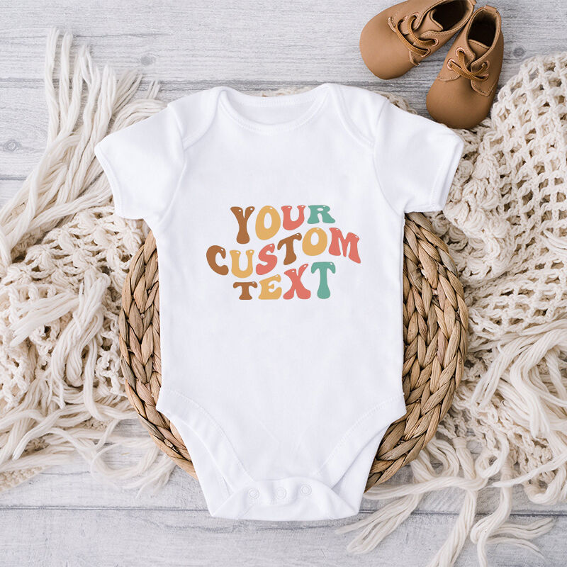 Body de bebé personalizado con mensaje personalizado, estilo de texto a color, diseño atractivo para baby shower, regalo para nueva mamá