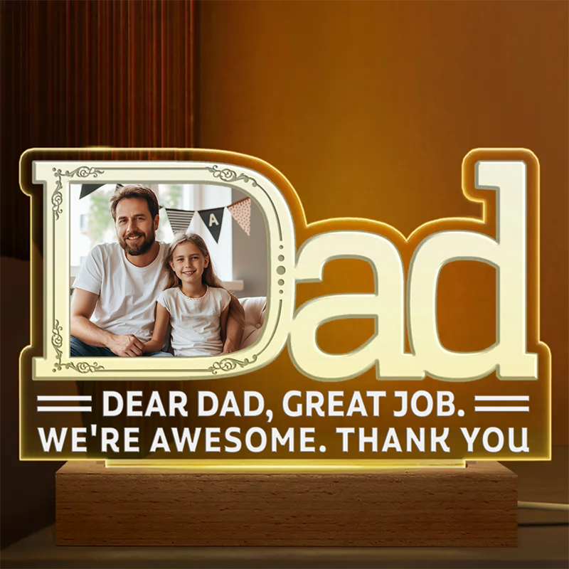 Personalized Picture Night Light Precious Present for Dad "Thank You"