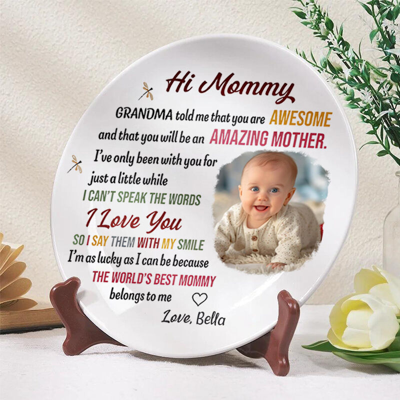 Personalized Picture Plate Unique Gift for Mom "The World's Best Mommy"