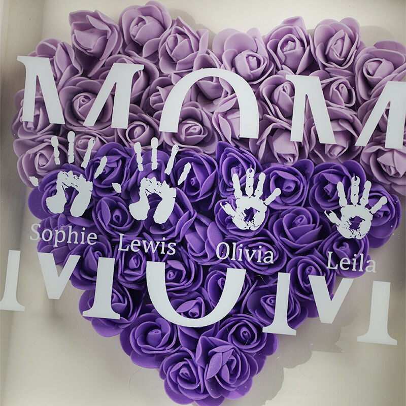 Personalized Flower Shadow Box Custom Hands with Name Pattern Design Unique Gift for Mother's Day