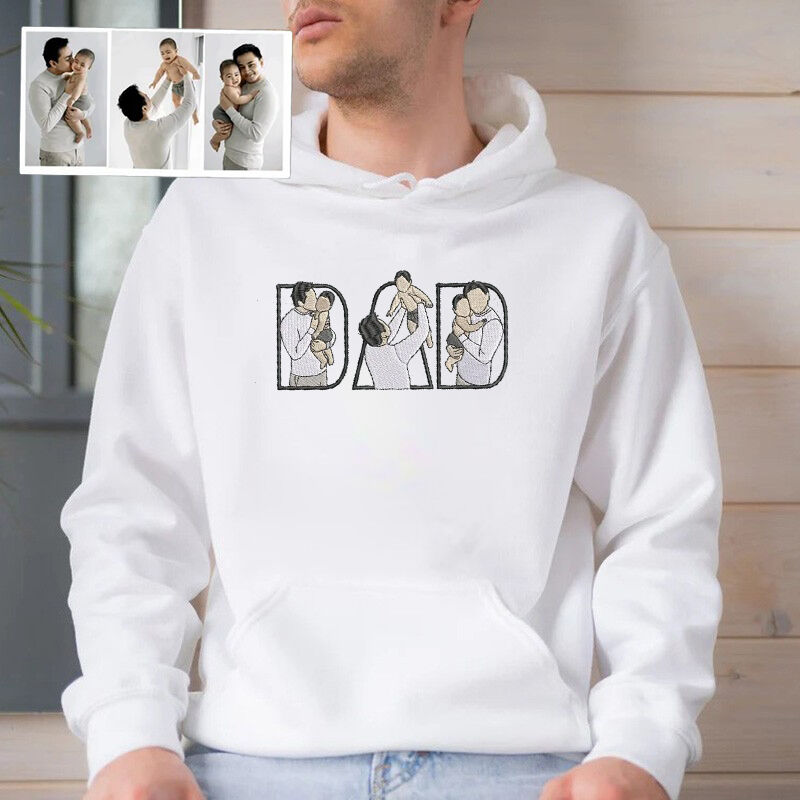 Personalisierte Hoodie bestickt Individuelles Papa und Kinder Fotos Design Perfektes Geschenk für den Vatertag
