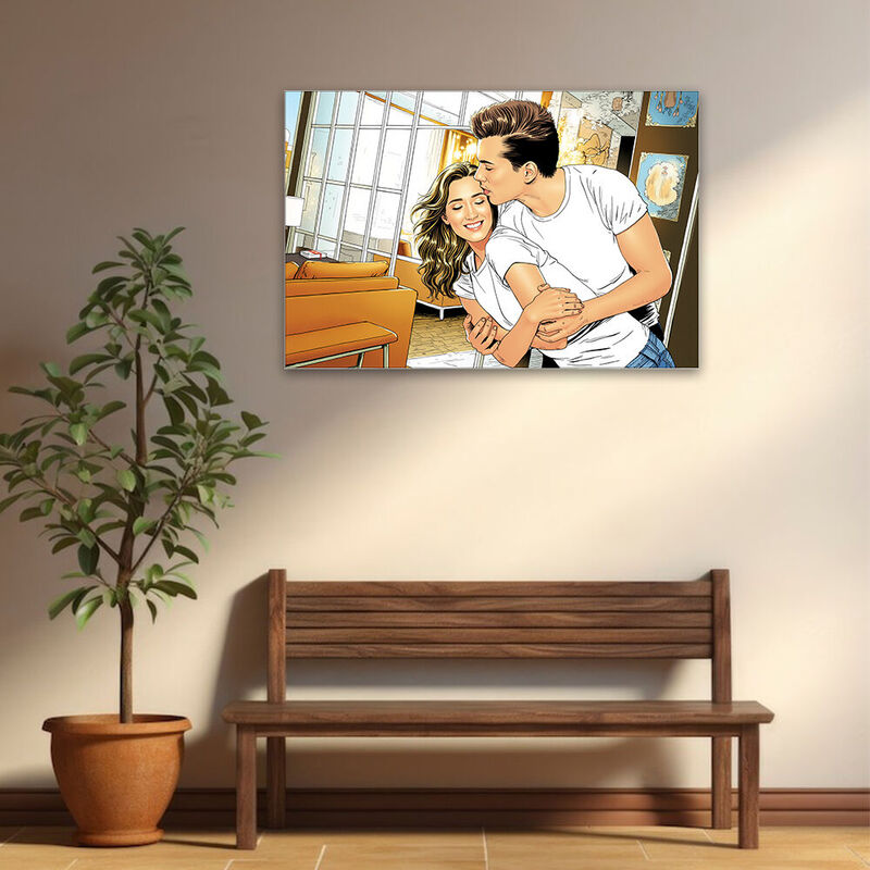 Foto personalizzata su tela in stile fumetto Regalo divertente per il tuo amore