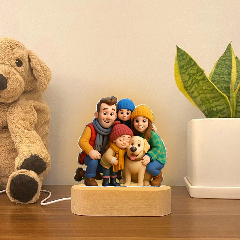 Personalisierte 3D Cartoon Stil Foto Acryl Plaque Licht Home Dekoration