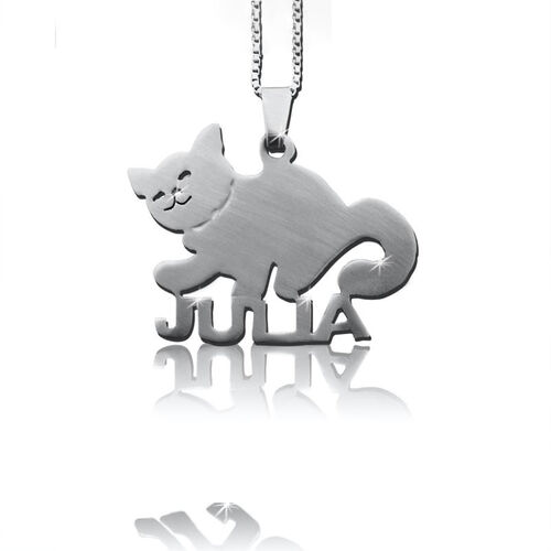 Cat Nameplate Custom Name Necklace