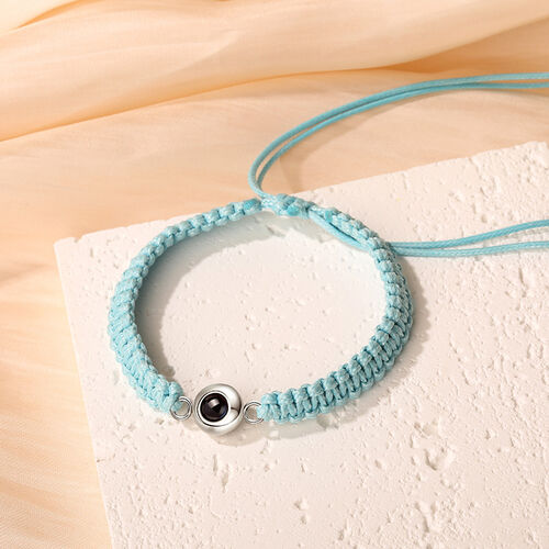 Personalized Braided Blue Rope Photo Projection Bracelet Sweet Cool Gift