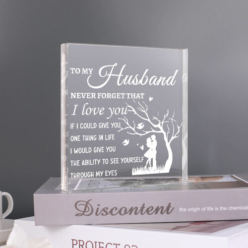 Gift for Husband "Never Forever That I Love You" Square Acrylic Plaque