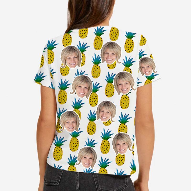 T-shirt Personnalisé Visage hawaïen avec ananas dessiné