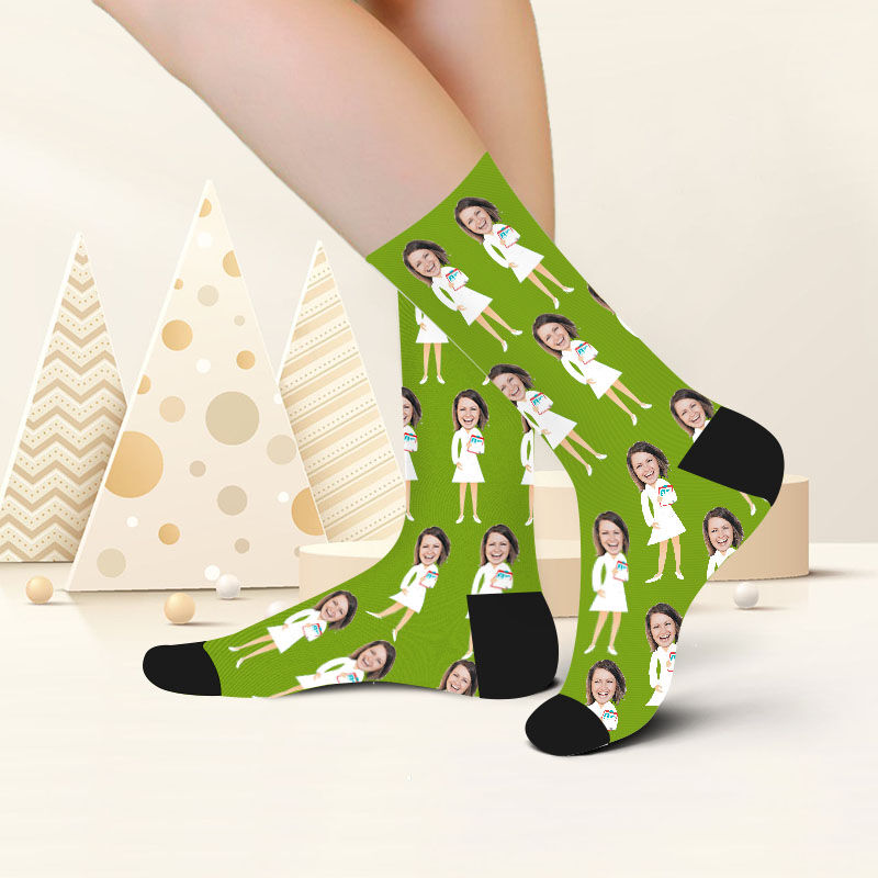 Calcetines Personalizados con Imagen de Rostro Impresos con Niña para Novia