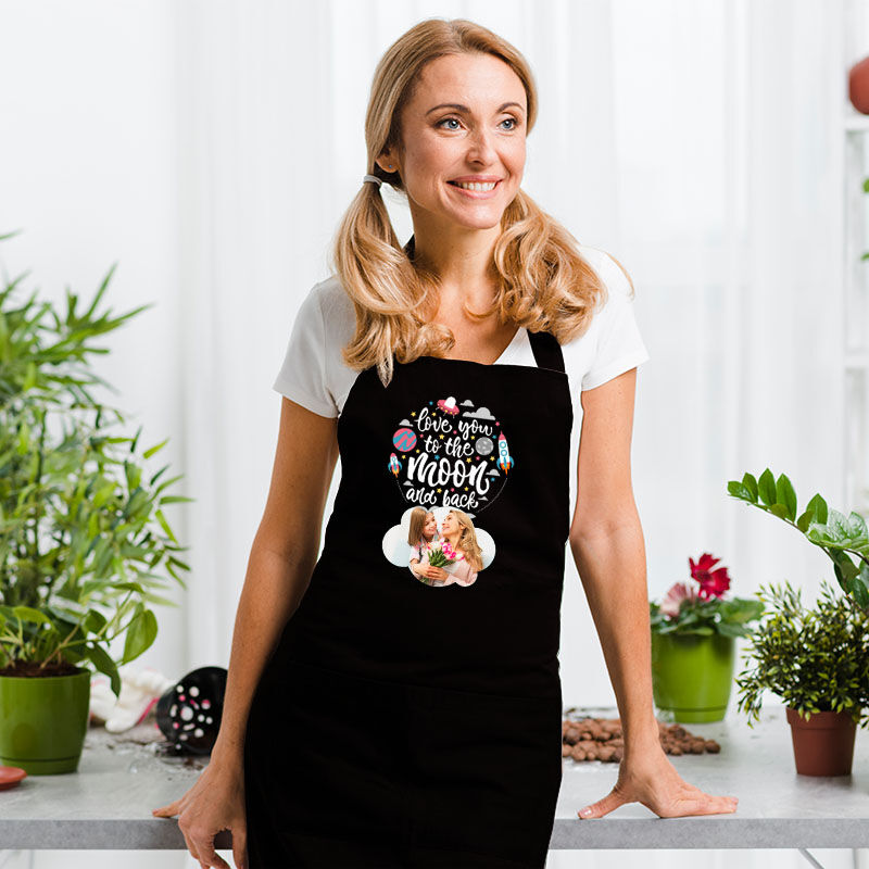 Custom Picture Apron Creative Present for Famliy "Love You to the Moon And Back"
