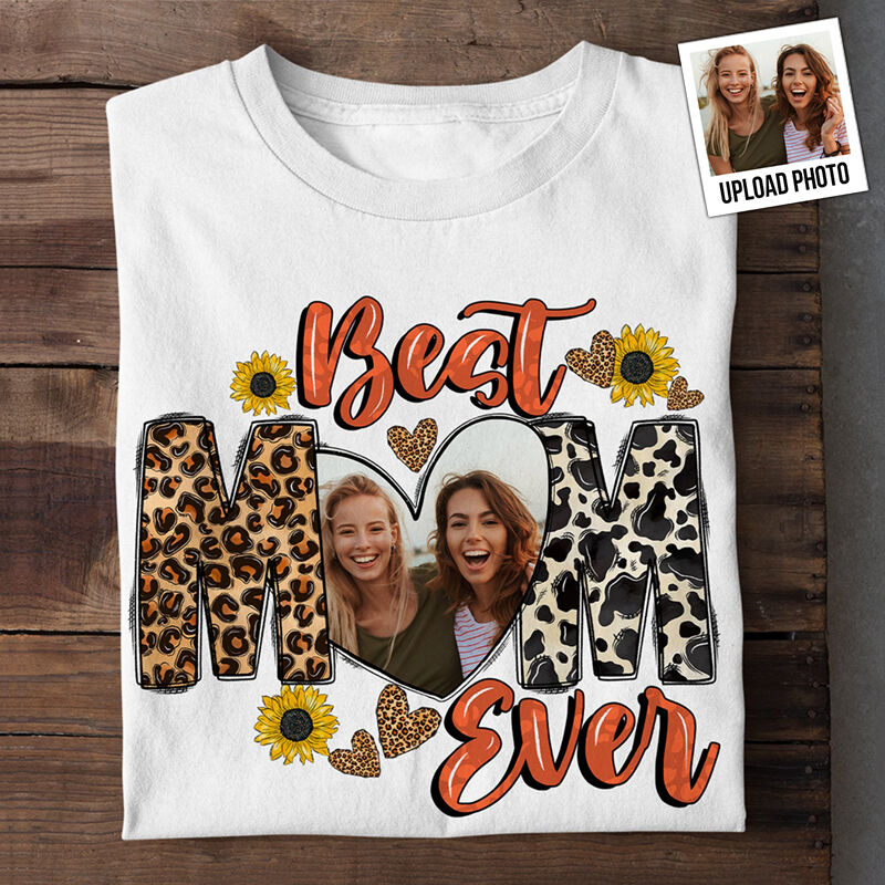 Personalized T-shirt Best Mom Ever with Leopard Print Design Great Gift for Mother's Day