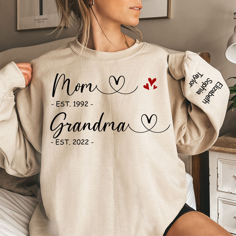 Personalized Sweatshirt Time To Be Mom and Grandma with Custom Names Great Gift for Mother's Day