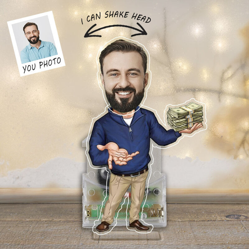 Personligt Bobblehead akrylstativ Rich People Custom Photo Rolig present till vänner
