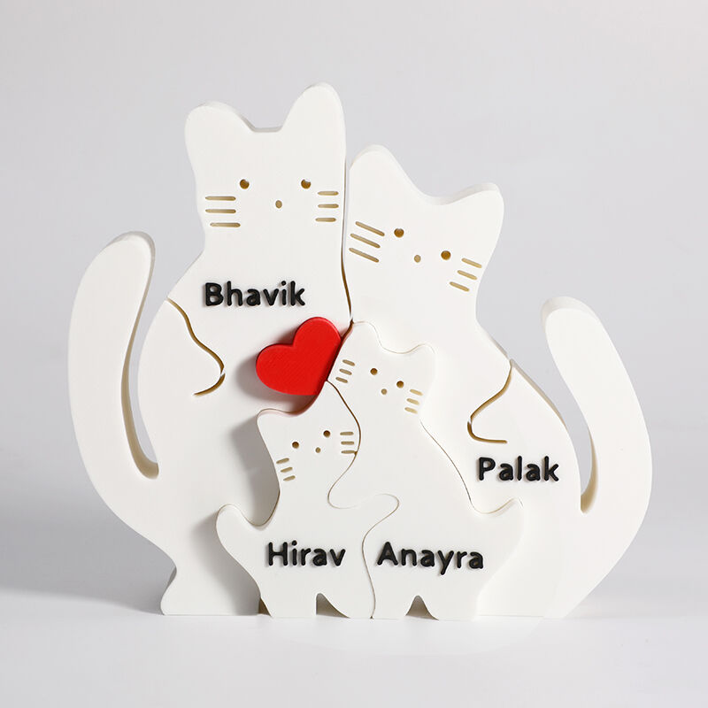 Casse-tête personnalisé imprimé en 3D de la famille du chat Cadeau de Noël chaleureux