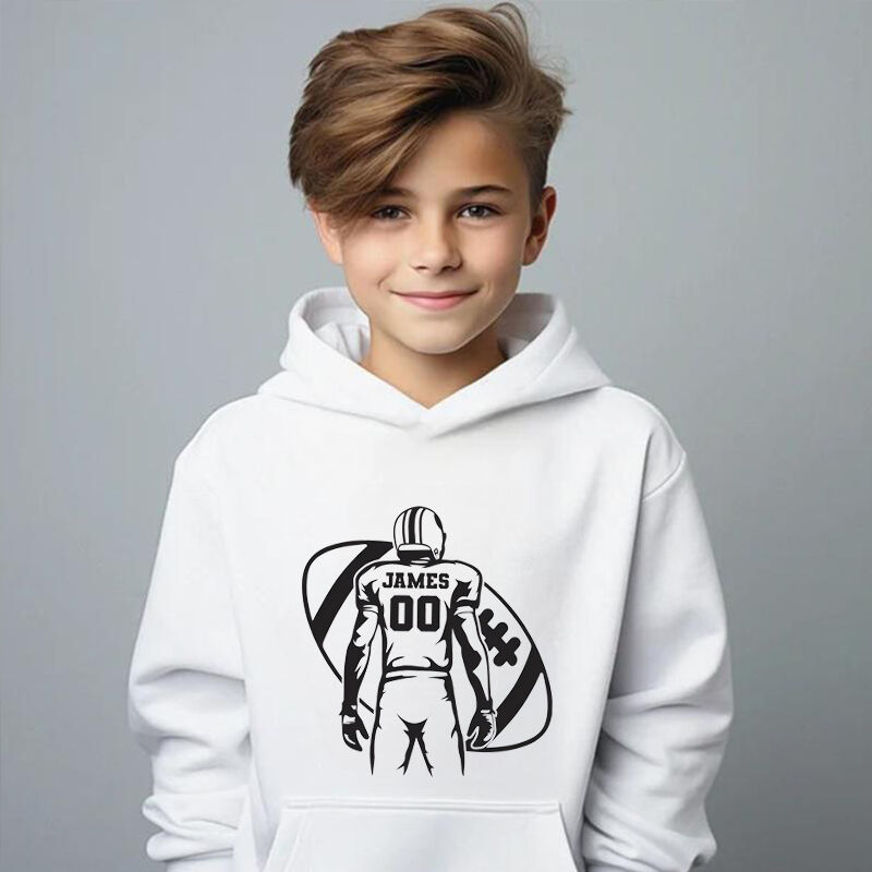 Personalized Kids Hoodie Custom Photo With Rugby Player Graphic Children's Gifts