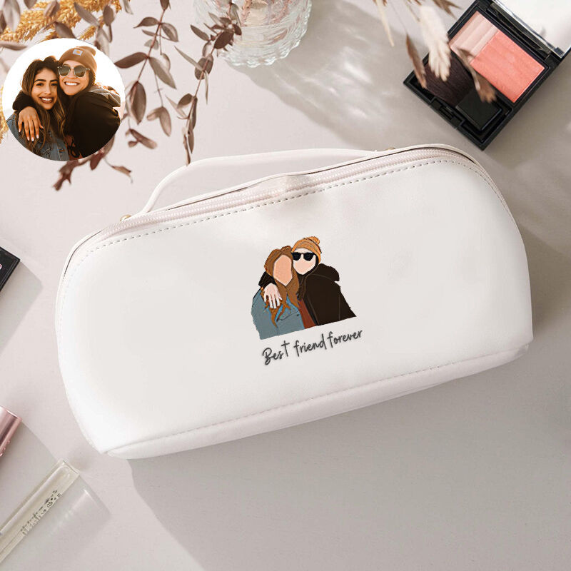 Trousse de maquillage brodée personnalisée avec image et texte personnalisés Cadeau parfait pour la meilleure amie