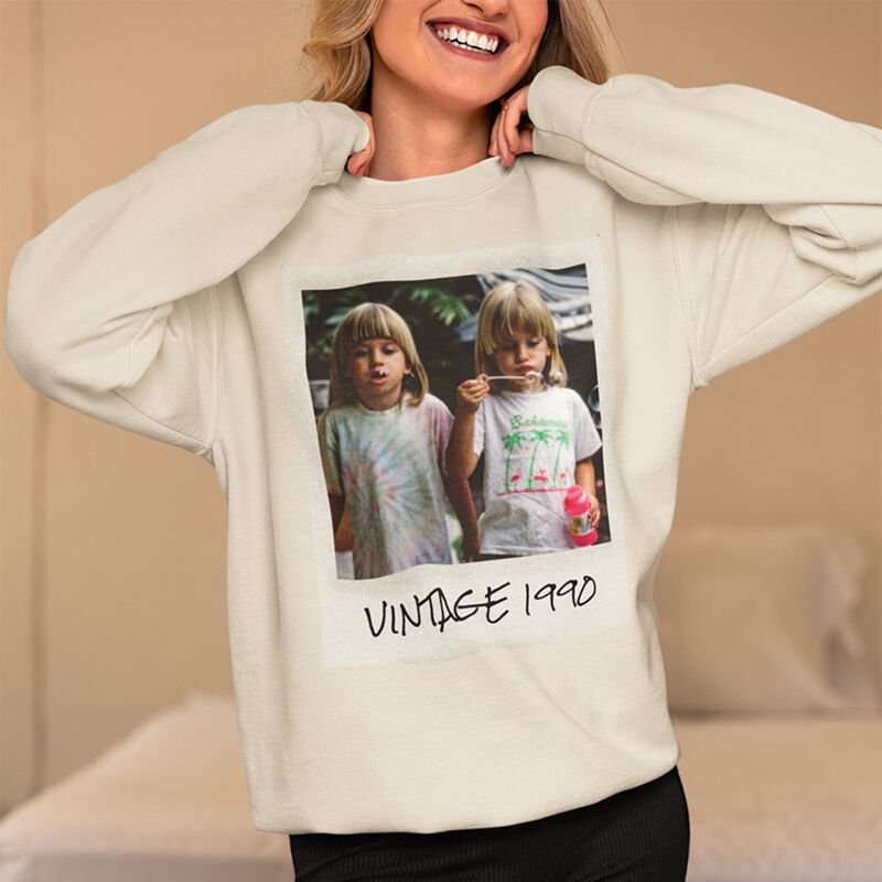 Personalized Sweatshirt Custom Photo Classic Retro Style Design Great Surprise Gift for Loved Ones