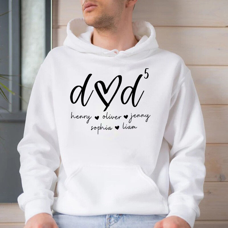 Personalized Hoodie Custom Dad with Number of Children and Names Design Attractive Father's Day Gift