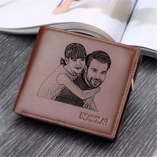 Personalized Photo Men's Brown Wallet-For Dad