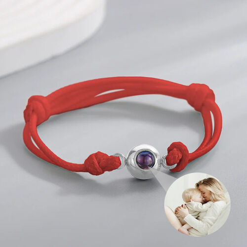 Personalisiertes Foto-Armband mit Roter Schnur