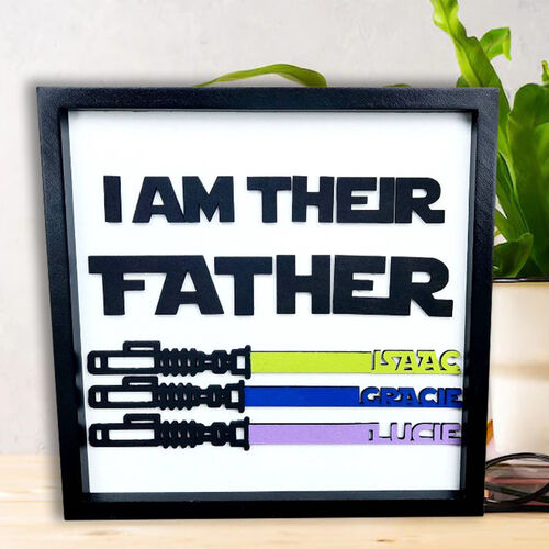 Personalized Name Puzzle Frame with Custom Name Lightsaber for Dad