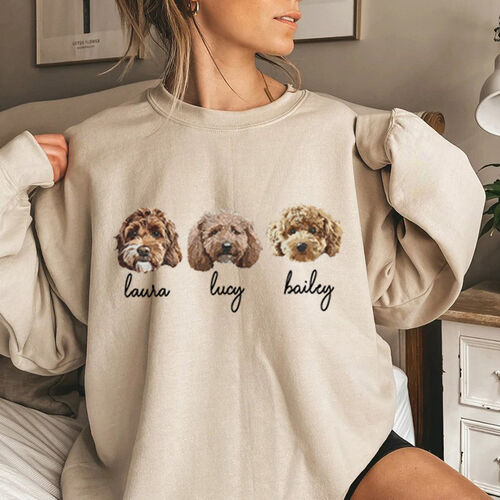 Personalisiertes Sweatshirt mit individuellem Haustierkopfbild und Namen für Tierliebhaber