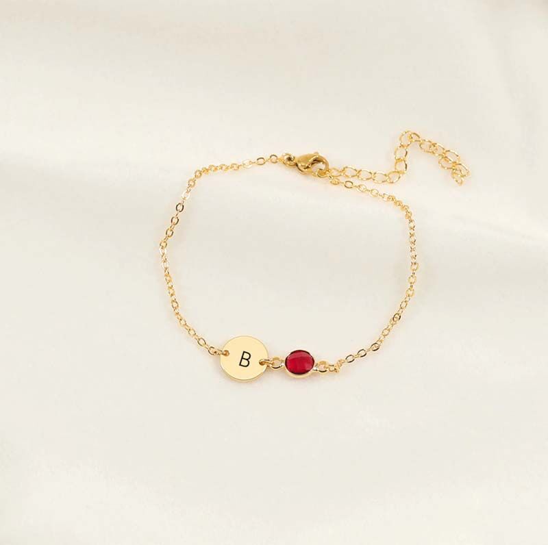 Personalized initial Bracelet With Birthstone