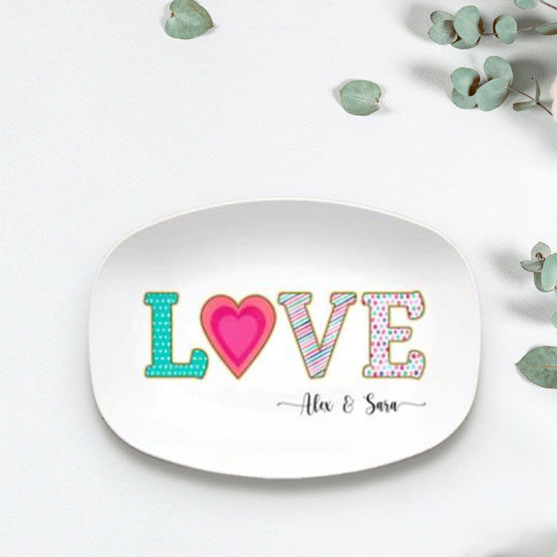 Personalized Name Plate with Love Heart Pattern Valentine's Gift
