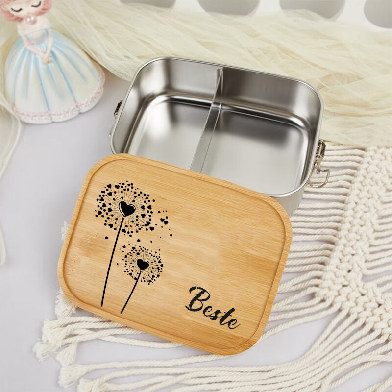 Personalized Lunch Box Custom Name With Simple Dandelion