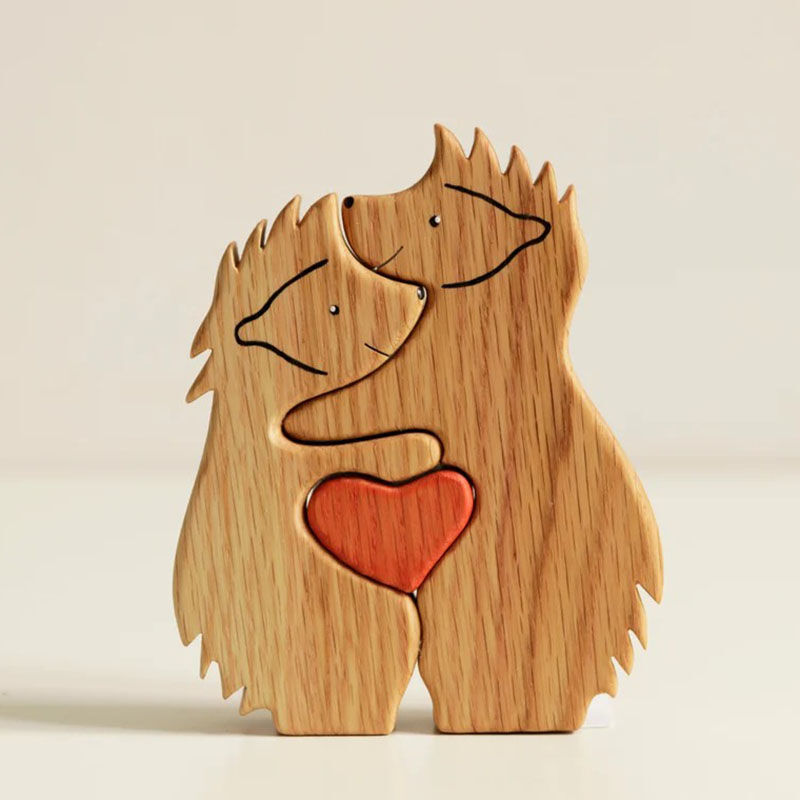 Personalized Couple Hedgehog Wooden Puzzle Customized Names Gift for Girlfriend