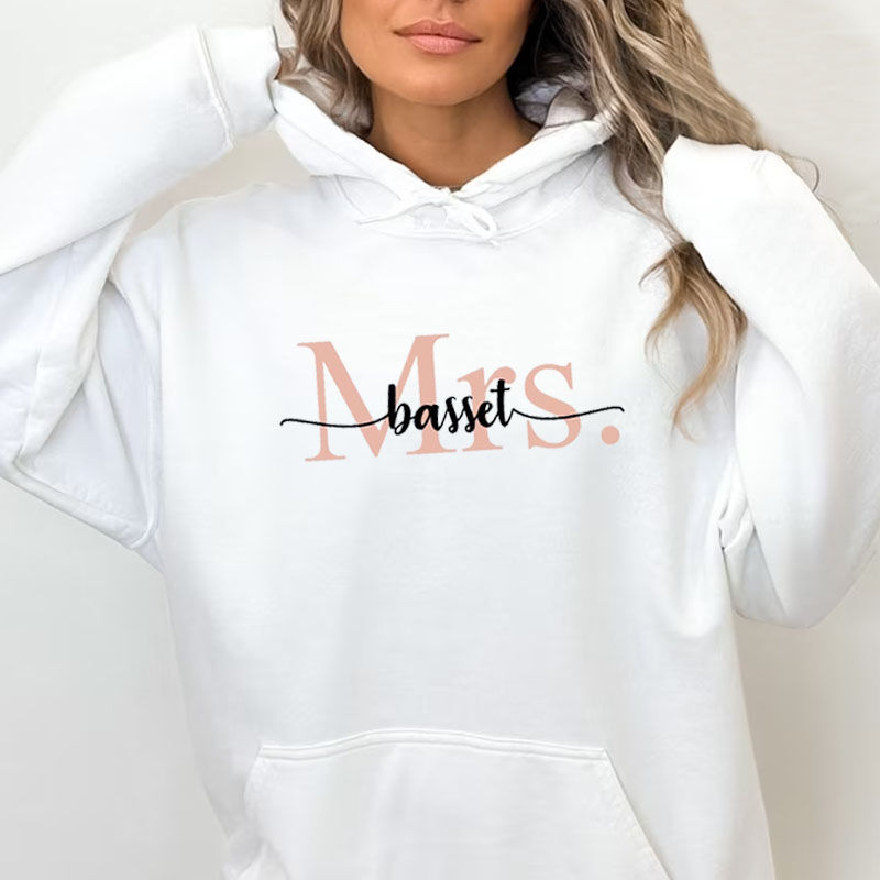 Personalized Hoodie Custom Name with Mrs Logo Artistic Design Exquisite Gift for Lover