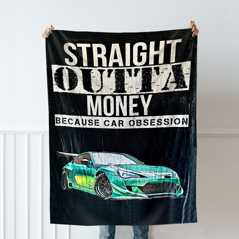 Personalized Photo Car Blanket Minimalistic Design Present for Uncle "Straight Outta Money"