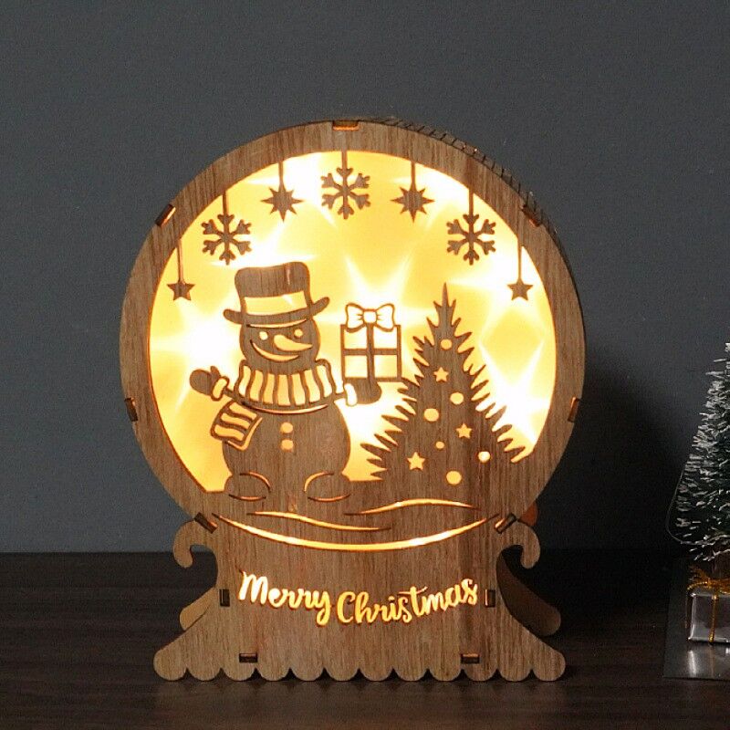 Beautiful 3D Wood Carving Decorative Light Creative Christmas Gift