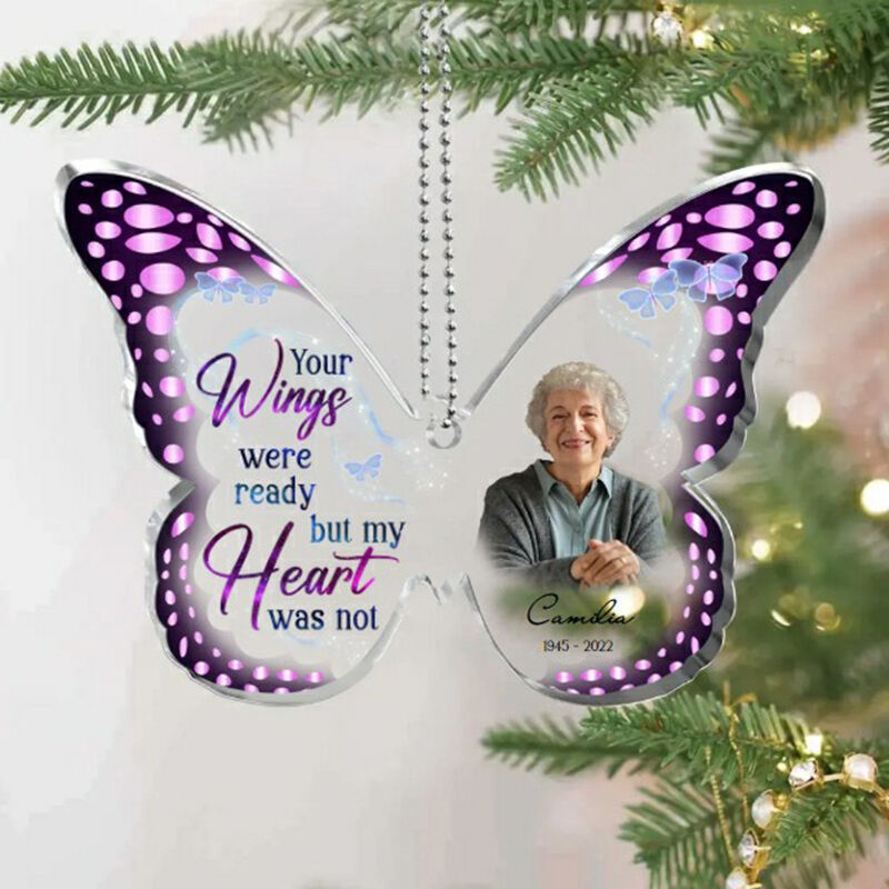 Custom Personalized Memorial Photo Butterfly Acrylic Ornament