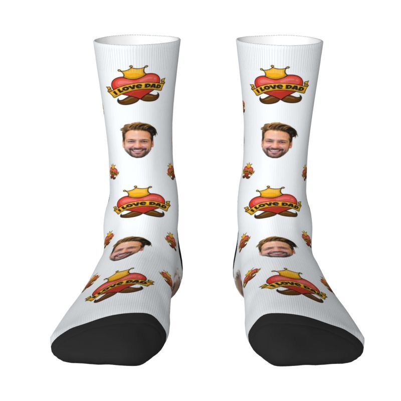 "Crown of Father's Love" Personalized Face Socks as a Gift for Dad