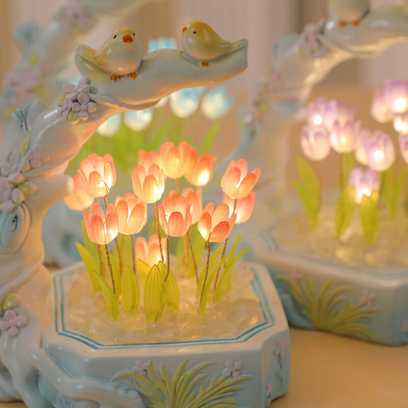 Birds And Flowers Tulip Night Light Creative Gift for Her