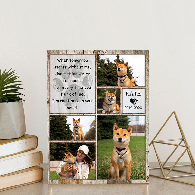 Personalized Picture Canvas Wall Art with Heart Pattern Best Present for Pet Lover