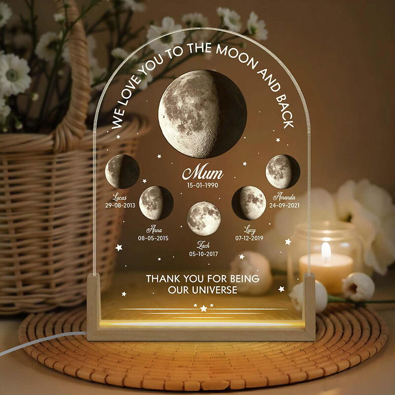 Personalized Moon Phase Picture Night Light with Custom Name Funny Present for Parents