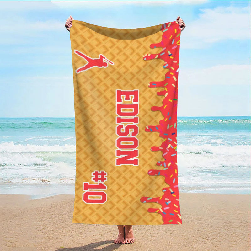 Personalized Name Bath Towel with Custom Number Simple Present for Friends