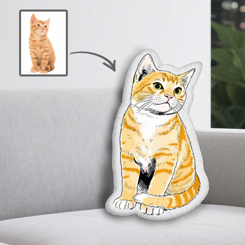 Almohada personalizada con foto de dibujos animados, diseño de gato cómico americano, regalo para amantes de las mascotas.