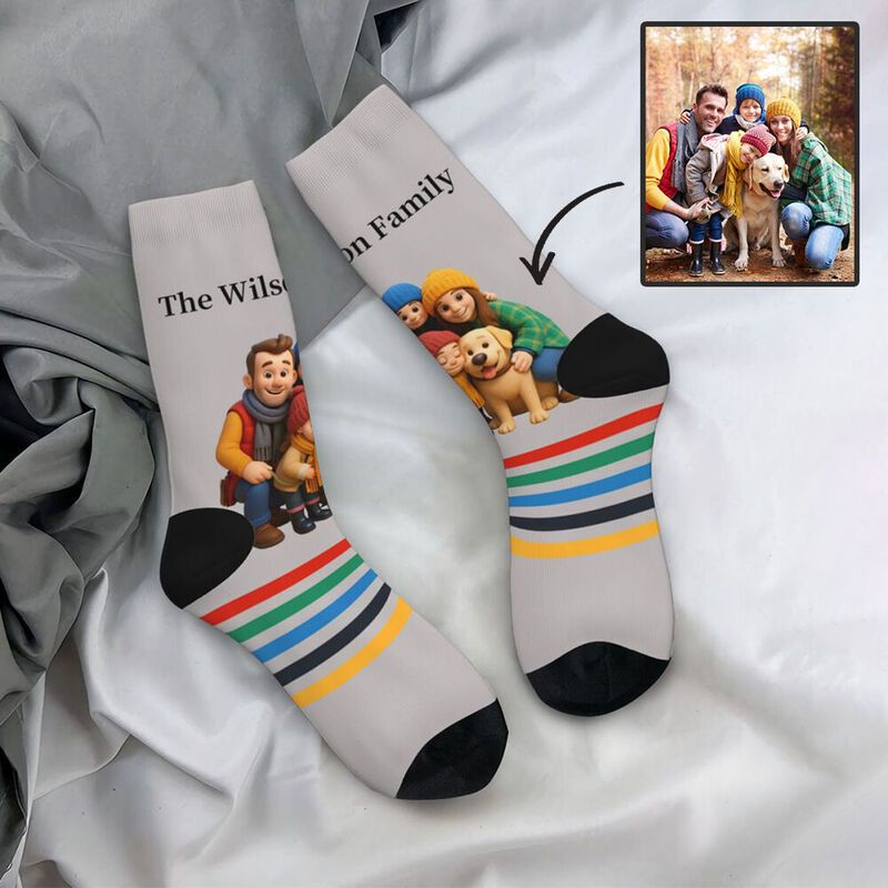 Personalized Photo Socks Family Photo Parent-Child Outfit Christmas Gift for Family