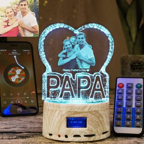 Lampada Personalizzata Altoparlante Bluetooth  in Cristallo con Foto - PAPA