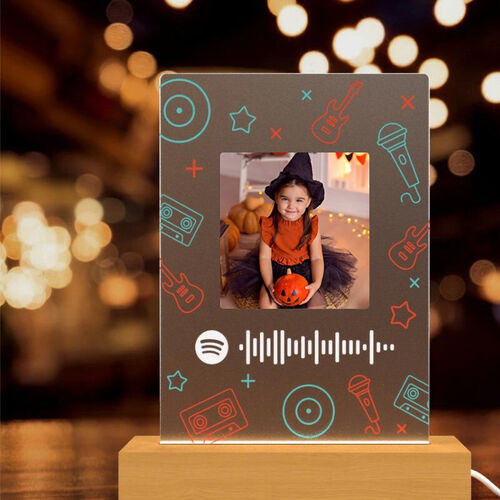 Spotify Plaque Song and Photo Lights Personalized Gift for Halloween