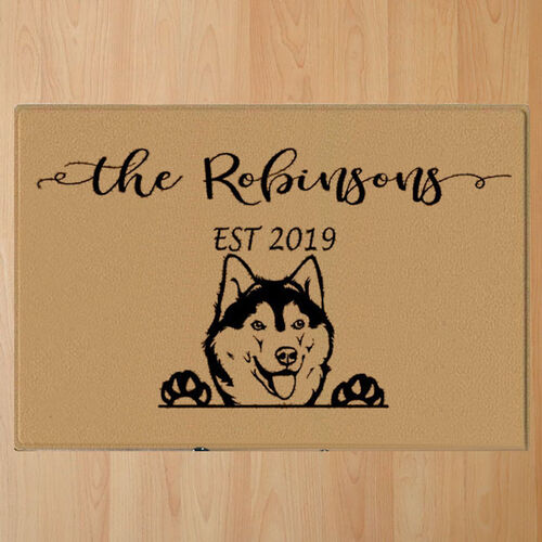 Personalized Name Doormats for Pet Lovers with Sled Dog Image