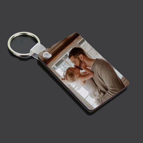Porte-clés photo personnalisé avec gravure au dos pour papa