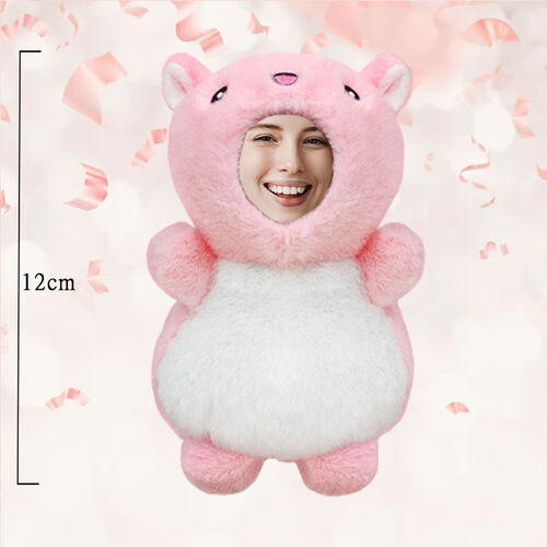 Personalized 3D Custom Face Doll Pink Hamster Plush Doll Keychain