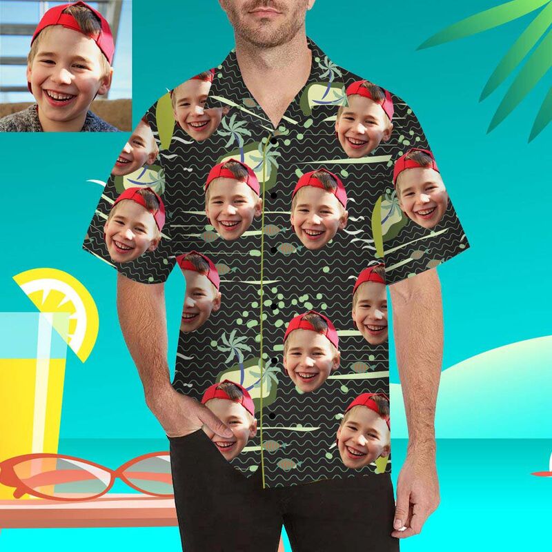 Custom Face Island Men's All Over Print Hawaiian Shirt